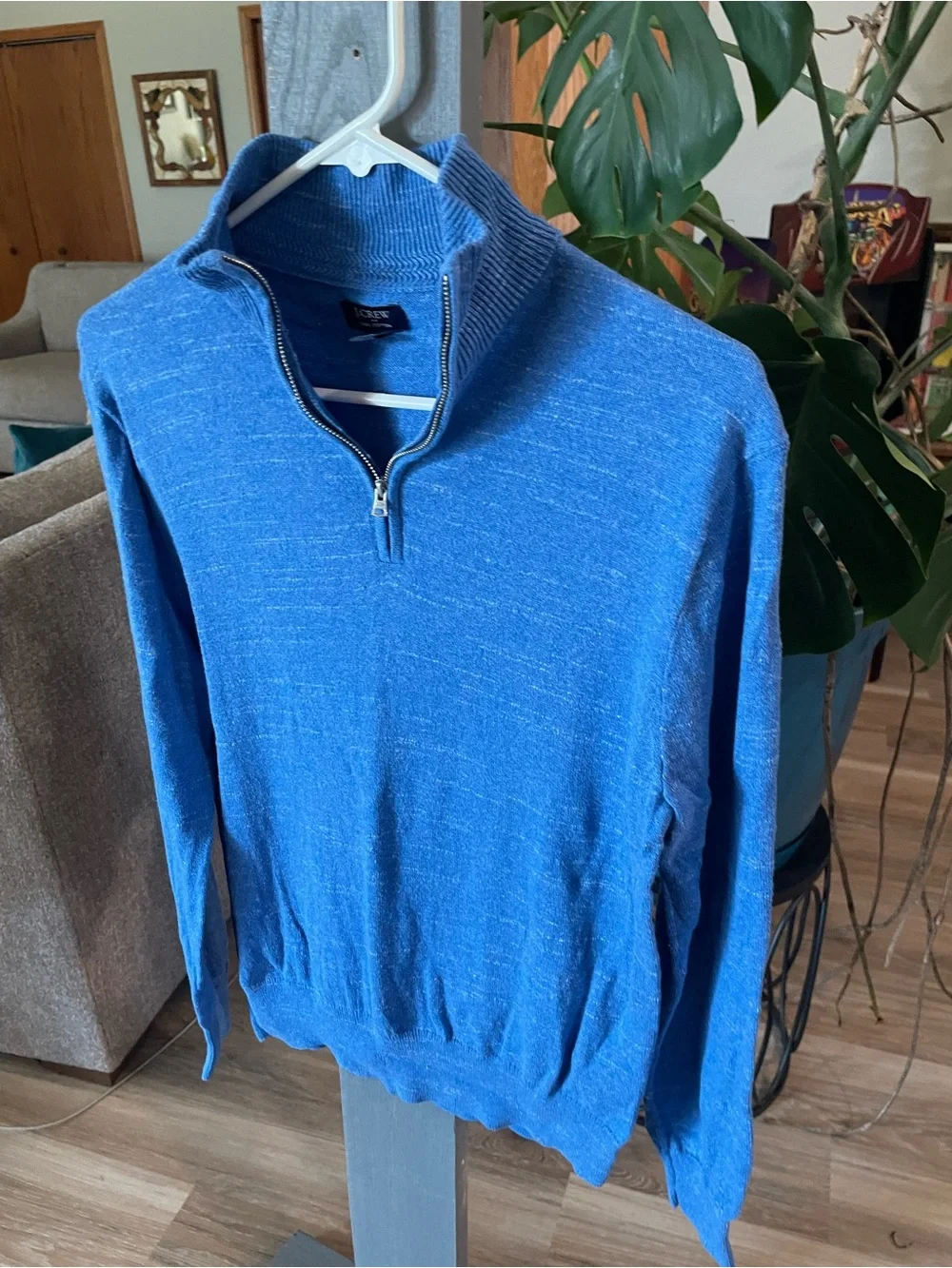 J. Crew Bright Blue Half-Zip Sweater